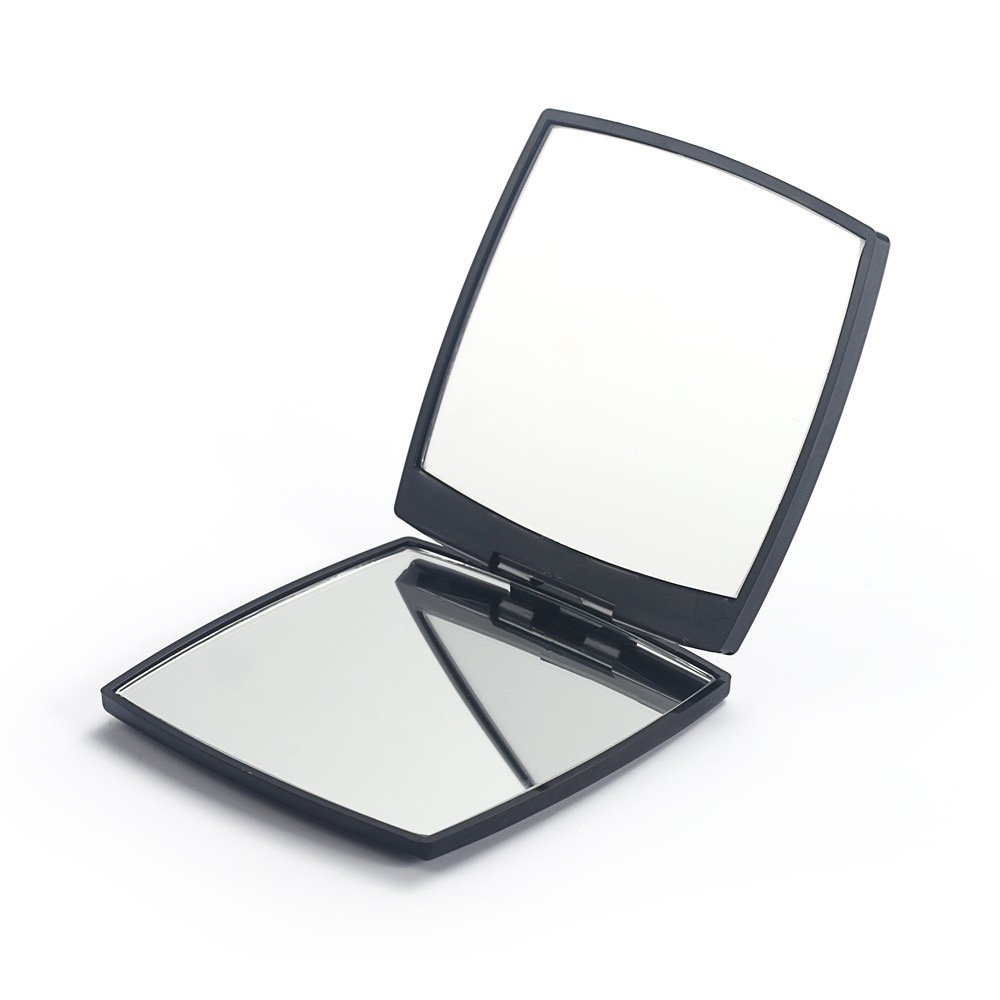 Portable Black Square Handheld Compact X1 X2 Makeup Mirrors